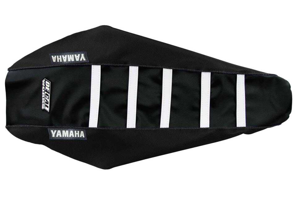 Black Black White with Yamaha logo Gripper Ribbed Seat Covers 2006 Yamaha YZ250F, 2007 Yamaha YZ250F, 2008 Yamaha YZ250F, 2009 Yamaha YZ250F, 2006 Yamaha YZ450F, 2007 Yamaha YZ450F, 2008 Yamaha YZ450F, 2009 Yamaha YZ450F