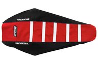 DeCal Works Black Red White with Honda logo Gripper Ribbed Seat Covers for Honda: CR125R (2000-2007), CR250R (2000-2007)
