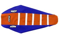 DeCal Works Blue Orange White with KTM logo Gripper Ribbed Seat Covers for KTM: EXC125 (2012-2013, 2016), EXC200 (2012-2013, 2016), EXC250 (2012-2013, 2016), EXC250F (2012-2016), EXC300 (2012-2014, 2016), EXC350F (2012-2016), EXC450 (2012-2016), EXC500 (2012-2016), SX125 (2011-2015), SX150 (2011-2015), SX250 (201...and more