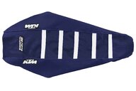 DeCal Works Dark Blue Dark Blue White with KTM logo Gripper Ribbed Seat Covers for KTM: EXC350F (2024-2026), EXC450F (2024-2025), EXC500F (2024-2026), SMR450 (2023-2025), SX125 (2023-2026), SX150 (2025-2026), SX250 (2023-2026), SX300 (2023-2026), SXF250 (2023-2026), SXF250FE (2022-2026), SXF350 (2023-2026), SXF450 (2023-...and more