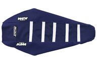 DeCal Works Navy Navy White with KTM logo Gripper Ribbed Seat Covers for KTM: EXC125 (2020-2021), EXC150 (2020-2023), EXC250 (2020-2023), EXC250F (2020-2023), EXC300 (2020-2023), EXC350F (2020-2023), EXC450F (2020-2023), EXC500F (2020-2023), SMR450 (2021-2022), SX125 (2019-2022), SX150 (2019-2022), SX250 (2019-...and more