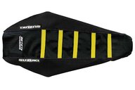 DeCal Works Black Black Yellow with Suzuki logo Gripper Ribbed Seat Covers for Suzuki: RMZ450 (2008-2017)