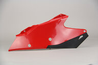 Right Side UFO Vented Red Side Number Plates with Airbox Cover replacement plastics for 21-23 GasGas EC, ECF, EX, EXF, MC, MCF dirt bikes.