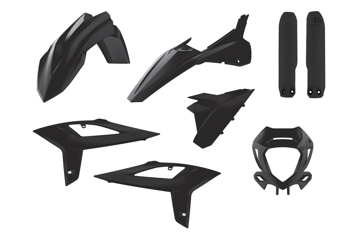 Polisport Black Plastic Kit for Beta: 125 RR (2020-2022), 125 RR Race Edition (2020-2022), 200 RR (2020-2022), 200 RR Race Edition (2021-2022), 250 RR (2020-2022), 250 RR Race Edition (2020-2022), 300 RR (2020-2022), 300 RR Race Edition (2020-2022), 300 RX (2021-2022), 3...and more