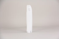 Left Side Polisport White Lower Fork Guards replacement plastics for 06-24 Yamaha WRF dirt bikes.