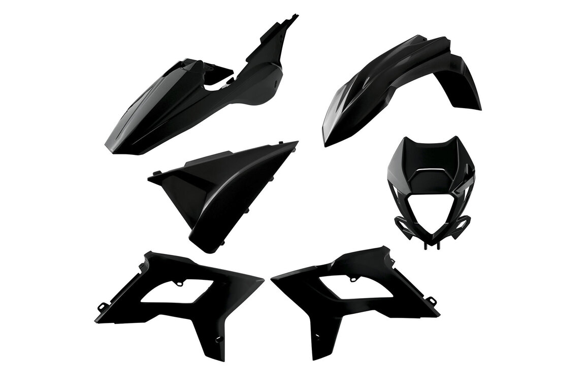 Polisport Black Restyled Plastic Kit for Beta: 125 RR (2018-2019), 125 RR Race Edition (2019), 200 RR (2019), 250 RR (2018-2019), 250 RR Race Edition (2018-2019), 300 RR (2018-2019), 300 RR Race Edition (2018-2019), 350 RR Race Edition (2018-2019), 390 RR Race Edition (2018-2019)...and more