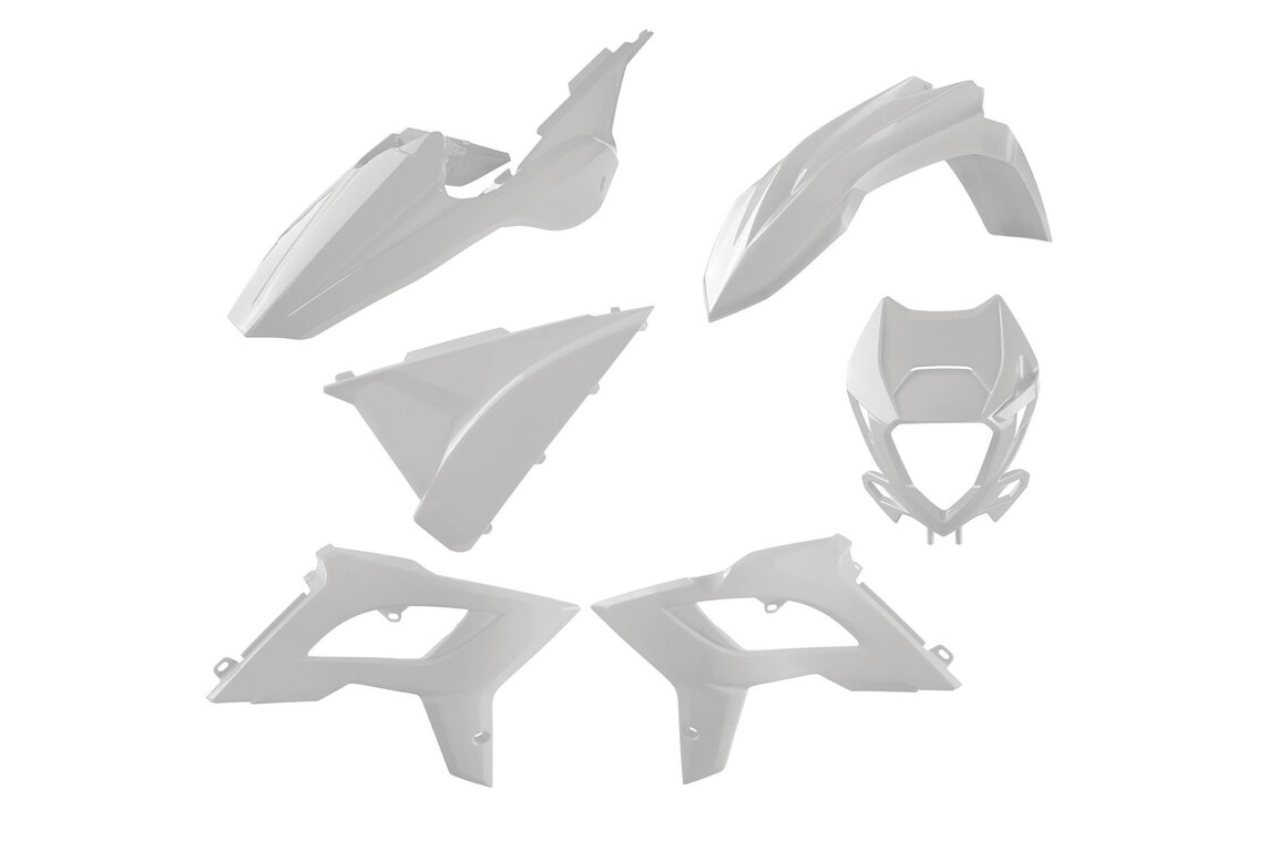 Polisport White Restyled Plastic Kit for Beta: 125 RR (2018-2019), 125 RR Race Edition (2019), 200 RR (2019), 250 RR (2013-2019), 250 RR Race Edition (2014-2019), 300 RR (2013-2019), 300 RR Race Edition (2013-2019), 350 RR (2013-2016), 350 RR Race Edition (2013, 2016-2019), 390 R...and more