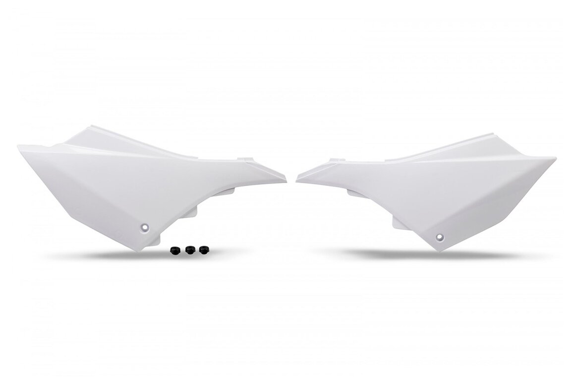 Polisport White Side Number Plates for Yamaha: YZ125 (2002-2026), YZ125X (2023-2026), YZ250 (2002-2026), YZ250X (2023-2026)