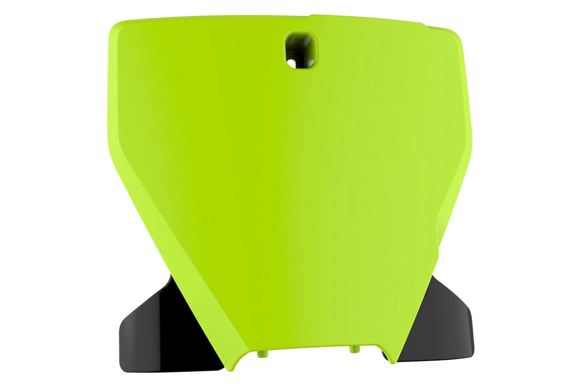 Polisport Flo Yellow Front Number Plate for Husqvarna: FC250 (2019-2022), FC350 (2019-2022), FC450 (2019-2022), FC450 Rockstar Edition (2018-2021), FS450 (2019-2021), FX350 (2019-2022), FX450 (2019-2022), TC125 (2019-2022), TC250 (2019-2022), TX300 (2019), TX300i (2020-2022)