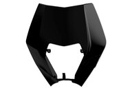 Polisport Black Front Number Plate Headlight Mask for KTM: EXC125 (2008, 2012-2013), EXC200 (2008, 2012-2013), EXC250 (2012-2013), EXC250F (2008-2013), EXC300 (2008-2010, 2012-2013), EXC350F (2012-2013), EXC400 (2011), EXC450 (2008-2013), EXC500 (2012-2013), EXC530R (2008-2011), XCF250W (2008...and more