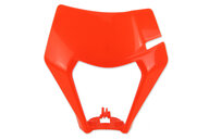Polisport Flo Orange Front Number Plate Headlight Mask for KTM: EXC125 (2020-2021), EXC150 (2020-2023), EXC250 (2020-2023), EXC250F (2020-2023), EXC300 (2020-2023), EXC350F (2020-2023), EXC450F (2020-2023), EXC500F (2020-2023), XCF350W (2020-2022), XCF450W (2023), XCF500W (2020-2022), XCW150 (2023...and more