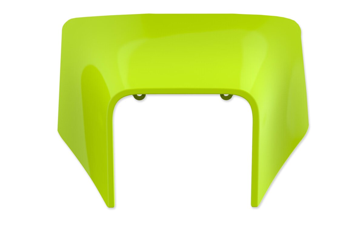 Polisport Flo Yellow Front Number Plate Headlight Mask for Husqvarna: FE250 (2022-2023), FE350 (2020-2023), FE350s (2020, 2022-2023), FE450 (2020-2023), FE501 (2020-2023), FE501s (2020-2023), TE150 (2023), TE150i (2020-2022), TE250 (2023), TE250i (2020-2022), TE300 (2023), TE300i (2020-2022), TE30...and more