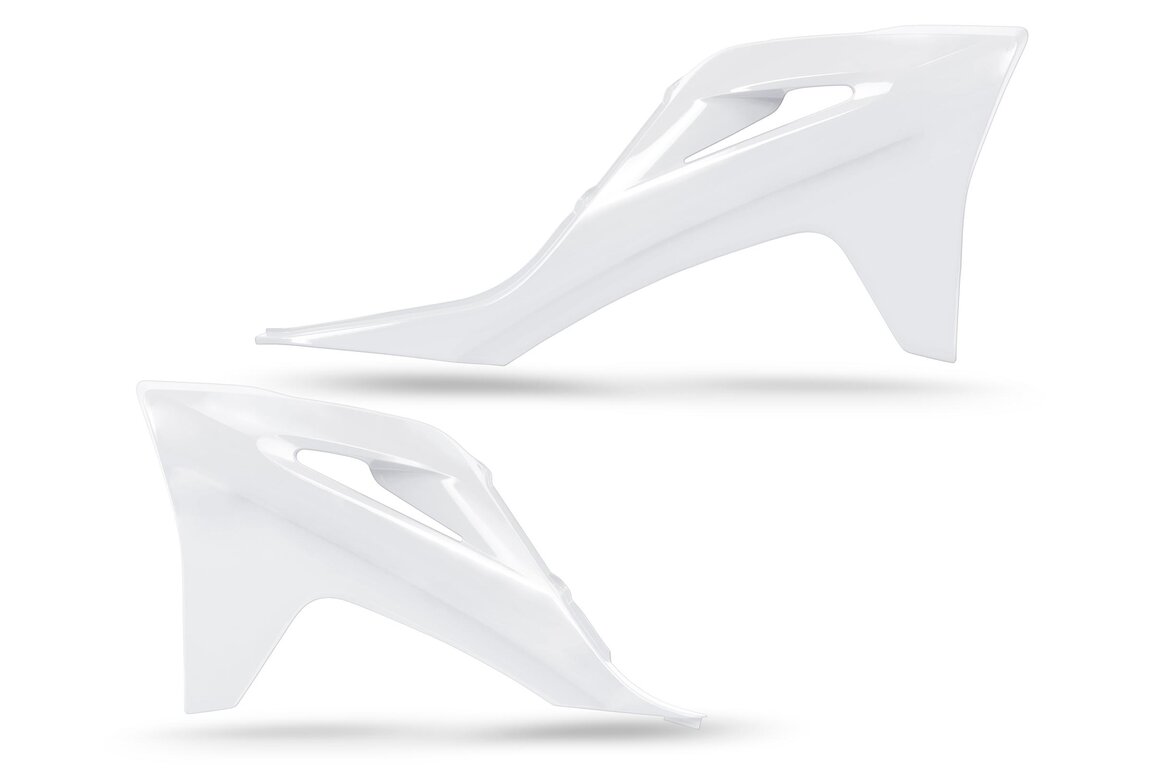 UFO White Radiator Shroud Set for GasGas: EC250 (2021-2023), EC250F (2021-2023), EC300 (2021-2023), EC350F (2021-2023), EX250 (2022-2023), EX250F (2021-2023), EX300 (2021-2023), EX350F (2021-2023), EX450F (2021-2023), MC 125 (2021-2023), MC 250 (2022-2023), MC250F (2021-20...and more