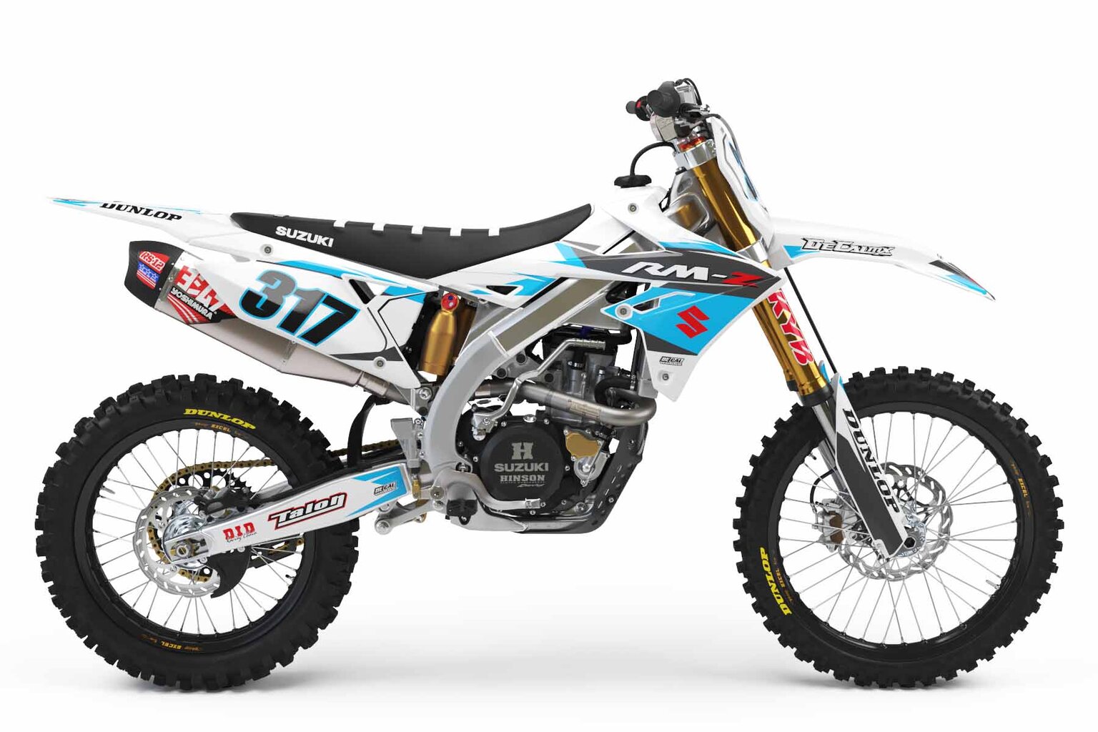 Suzuki RM125 White T-3 Series Dirt Bike Graphics Kit