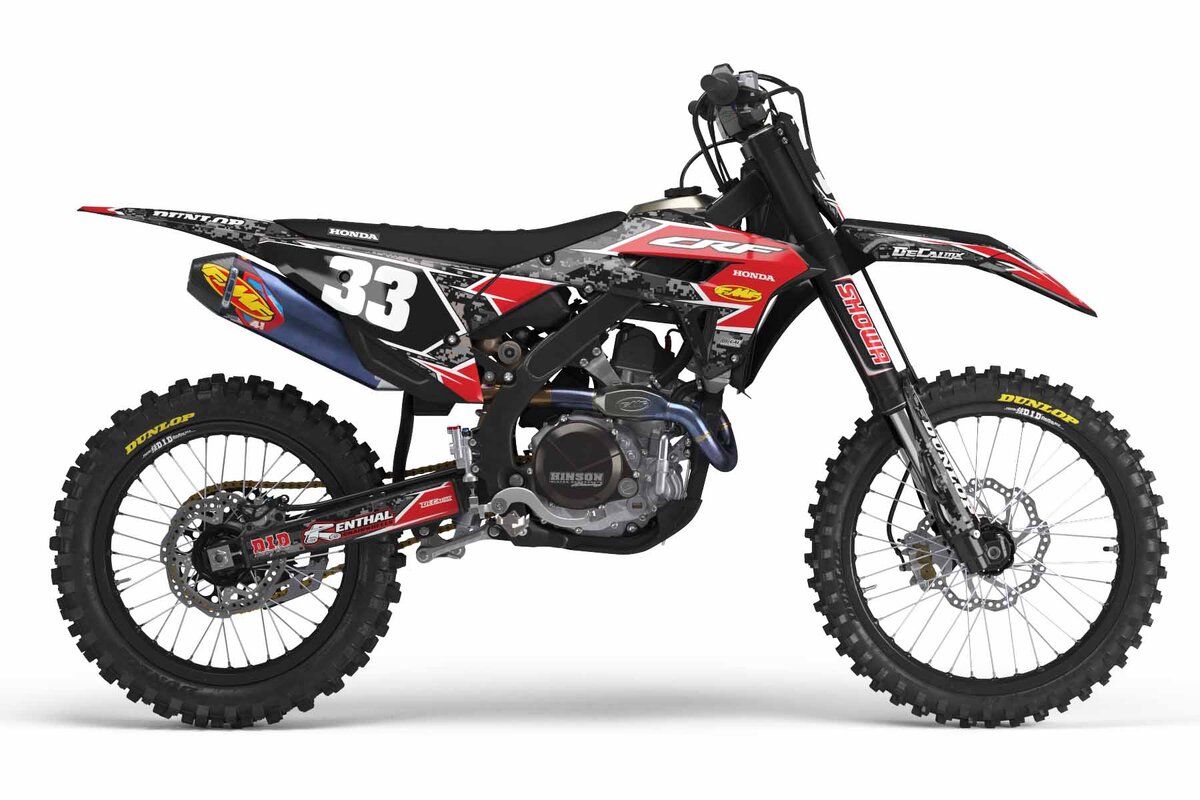 Honda CR125 Red/Black Digital Camo Ready Made Rad Graphics Kit