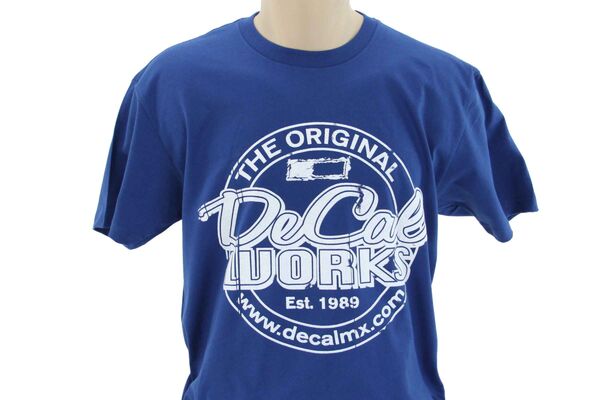 Original Blue T-Shirt with White Logo | DeCal Works