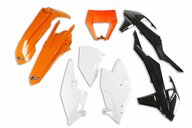 UFO OEM Color Plastic Kit for KTM: EXC250F (2017-2019), EXC300 (2017-2019), EXC350F (2017-2019), EXC450F (2017-2019), EXC500F (2017-2019), XCW150 (2017-2019), XCW250 (2017-2019), XCW300 (2017-2018), XCW300 TPI (2019)