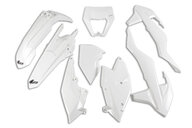 UFO White Plastic Kit for KTM: EXC250F (2017-2019), EXC300 (2017-2019), EXC350F (2017-2019), EXC450F (2017-2019), EXC500F (2017-2019), XCW150 (2017-2019), XCW250 (2017-2019), XCW300 (2017-2018), XCW300 TPI (2019)
