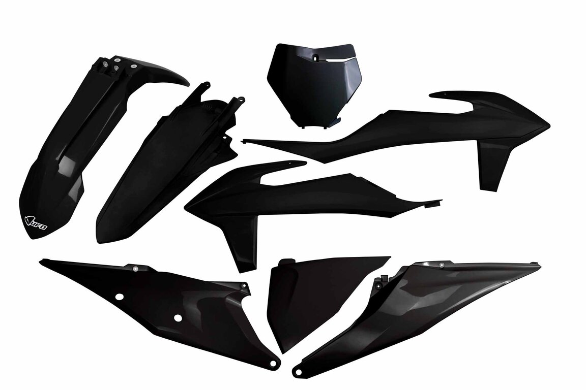 UFO Black Plastic Kit for KTM: SX125 (2019-2022), SX150 (2019-2022), SX250 (2019-2022), SXF250 (2019-2022), SXF350 (2019-2022), SXF450 (2019-2022), SXF450FE (2018-2021)
