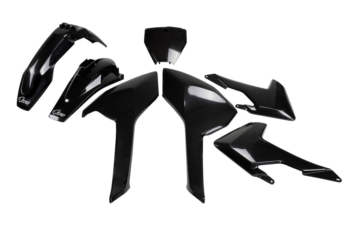 UFO Black Plastic Kit for Husqvarna: FC250 (2016-2018), FC350 (2016-2018), FC450 (2016-2018), TC125 (2016-2018), TC250 (2017-2018)