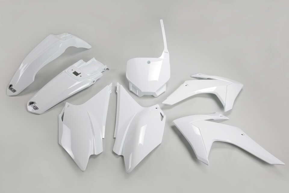 White UFO Plastic Kit 2015 Honda CRF230F, 2016 Honda CRF230F, 2017 Honda CRF230F, 2019 Honda CRF230F