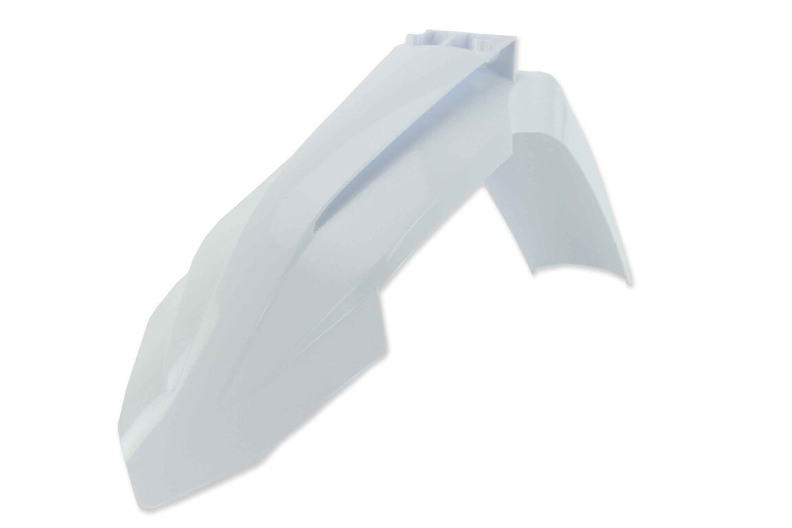 UFO Ceramic White Front Fender for KTM: EXC350F (2024-2026), EXC450F (2024-2025), EXC500F (2024-2026), SX125 (2023-2026), SX150 (2025-2026), SX250 (2023-2026), SX300 (2023-2026), SXF250 (2023-2026), SXF250FE (2022-2023), SXF350 (2023-2026), SXF450 (2023-2026), SXF450FE (202...and more