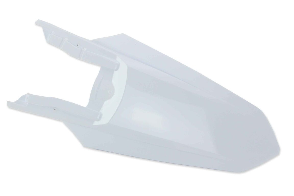 UFO Ceramic White Rear Fender for KTM: SMR450 (2023-2025), SX125 (2023-2026), SX150 (2025-2026), SX250 (2023-2026), SX300 (2023-2026), SXF250 (2023-2026), SXF250FE (2022-2026), SXF350 (2023-2026), SXF450 (2023-2026), SXF450FE (2022-2026), XC125 (2023-2025), XC250 (2023-202...and more