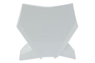 UFO Ceramic White Front Number Plate for KTM: SMR450 (2023-2025), SX125 (2023-2026), SX150 (2025-2026), SX250 (2023-2026), SX300 (2023-2026), SXF250 (2023-2026), SXF250FE (2022-2025), SXF350 (2023-2026), SXF450 (2023-2026), SXF450FE (2022-2025), XC125 (2023-2025), XC250 (2023-202...and more