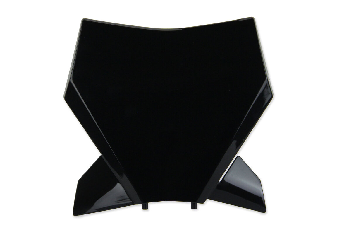 UFO Black Front Number Plate for KTM: SMR450 (2023-2025), SX125 (2023-2026), SX150 (2025-2026), SX250 (2023-2026), SX300 (2023-2026), SXF250 (2023-2026), SXF250FE (2022-2025), SXF350 (2023-2026), SXF450 (2023-2026), SXF450FE (2022-2025), XC125 (2023-2025), XC250 (2023-202...and more