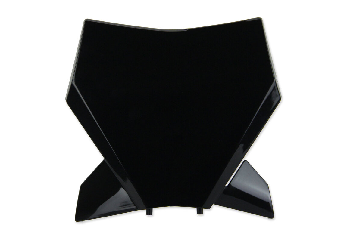 UFO Black Front Number Plate for KTM: SMR450 (2023-2025), SX125 (2023-2027), SX150 (2025-2027), SX250 (2023-2027), SX300 (2023-2027), SXF250 (2023-2027), SXF250FE (2022-2026), SXF350 (2023-2027), SXF450 (2023-2027), SXF450FE (2022-2026), XC125 (2023-2025, 2027), XC250 (20...and more