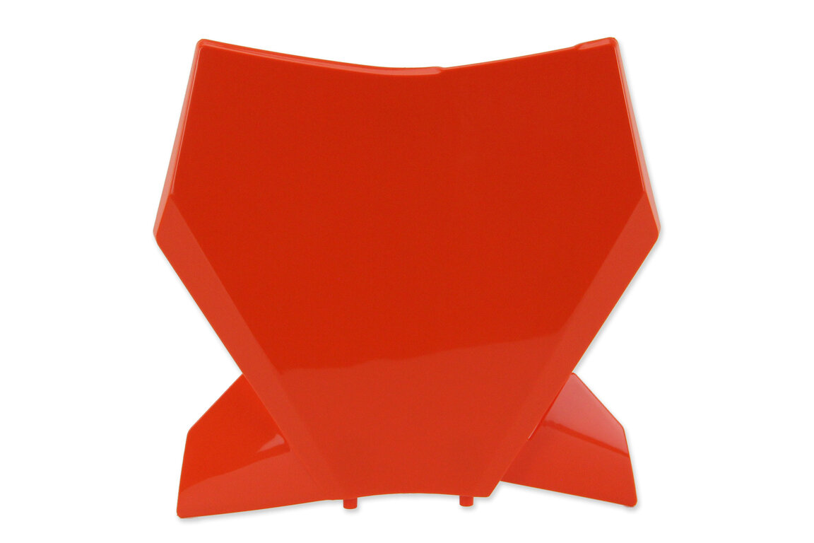 UFO Orange Front Number Plate for KTM: SMR450 (2023-2025), SX125 (2023-2027), SX150 (2025-2027), SX250 (2023-2027), SX300 (2023-2027), SXF250 (2023-2027), SXF250FE (2022-2026), SXF350 (2023-2027), SXF450 (2023-2027), SXF450FE (2022-2026), XC125 (2023-2025, 2027), XC250 (20...and more