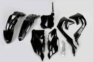 UFO Black Plastic Kit for Kawasaki: KX250F (2021-2024), KX250F 50th Anniversary Edition (2024), KX250X (2022-2024), KX250XC (2021), KX450F (2019-2023), KX450SR (2022-2023), KX450X (2022-2023), KX450XC (2021)