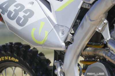 DeCal Works Custom Dirt Bike Decals White with a Light Grey Accent with Number 433 on teh Dirt Bike Number Plates