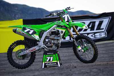 DeCal Works Think It. Create It. Dirt Bike Graphics 223 Design in Solid Green and White with Officially Licensed Kawasaki Logos