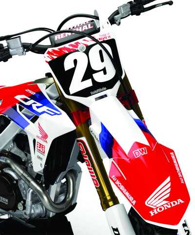 DeCal Works Think It. Create It. Dirt Bike Graphics 224 Design in Red, White and Blue with Officially Licensed Honda Logos