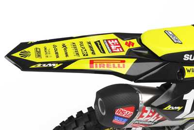 Yellow and black Suzuki RMZ450 Dirt Bike Graphics on Polisport Plastic with Officially Licensed RMZ Logos