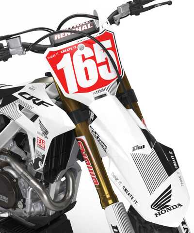 Honda black and white pinstripe Honda custom dirt bike graphics with Officially Licensed Honda Wing Logos
