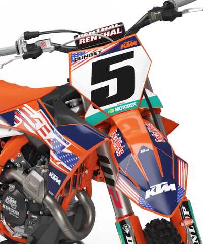 Officially Licensed KTM dirt bike graphics on orange UFO replacement plastic and WP Forks #36 Vohland