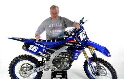 2023 Yamaha YZ250F Jay Super Builder Clark Bike with blue and black personalized dirt bike graphics