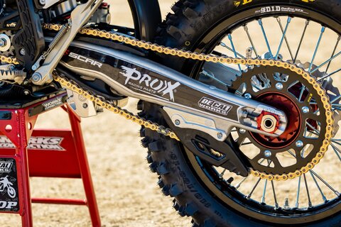 2023 KTM 350 XC-F with red and black dirt bike graphics with Officially Licensed Race Tech Logos