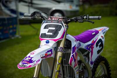 Purple and white throw back yamaha complete dirt bike graphics #3 
Shawn Maffenbeier with black numbers