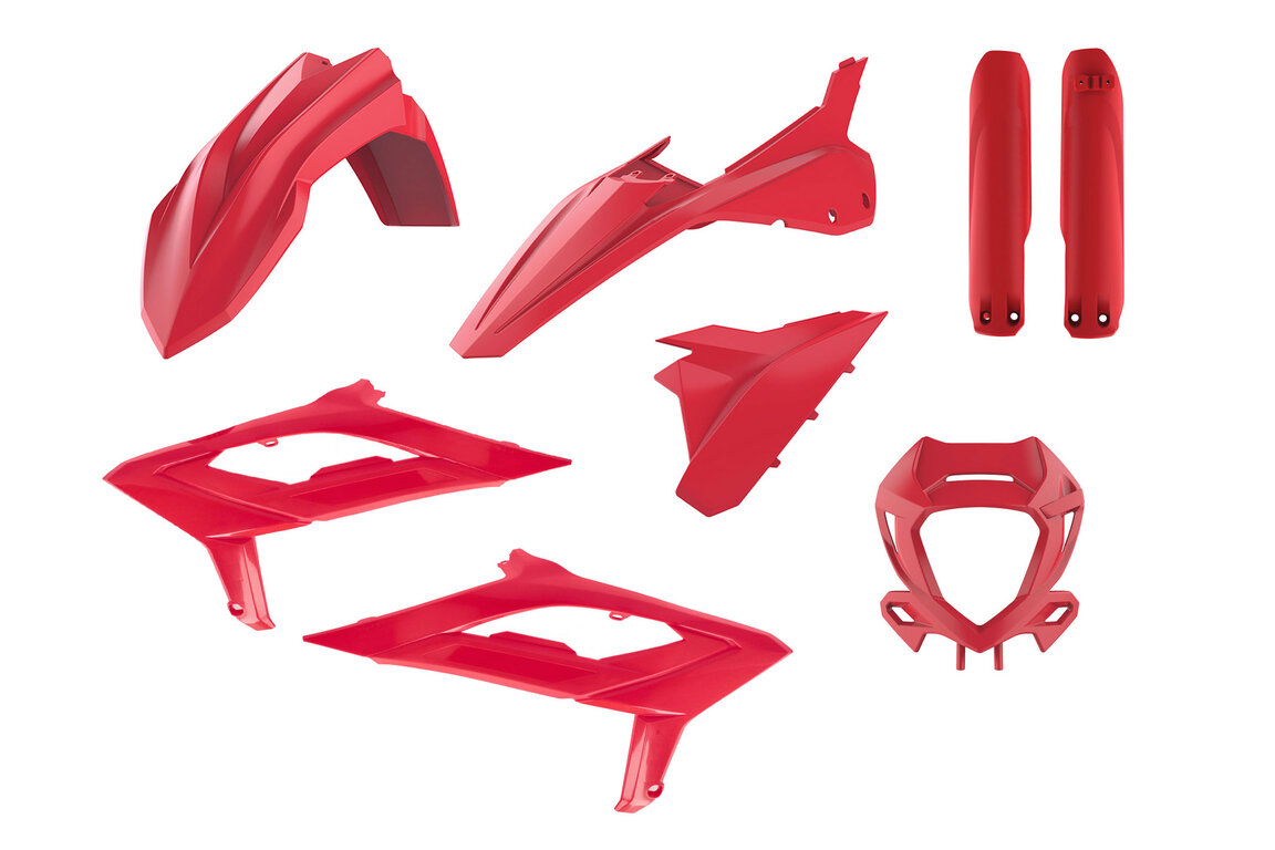 Polisport OEM 24 Red/Red w/Forks Plastic Kit for Beta: 125 RR (2023-2024), 125 RR Race Edition (2023-2024), 200 RR (2023-2024), 200 RR Race Edition (2023-2024), 250 RR (2023-2024), 250 RR Race Edition (2023-2024), 300 RR (2023-2024), 300 RR Race Edition (2023-2024), 350 RR (2023-2024), 3...and more