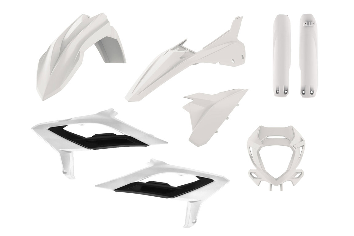 Polisport White with Forks Plastic Kit for Beta: 125 RR (2023-2024), 125 RR Race Edition (2023-2024), 200 RR (2023-2024), 200 RR Race Edition (2023-2024), 250 RR (2023-2024), 250 RR Race Edition (2023-2024), 300 RR (2023-2024), 300 RR Race Edition (2023-2024), 350 RR (2023-2024), 3...and more