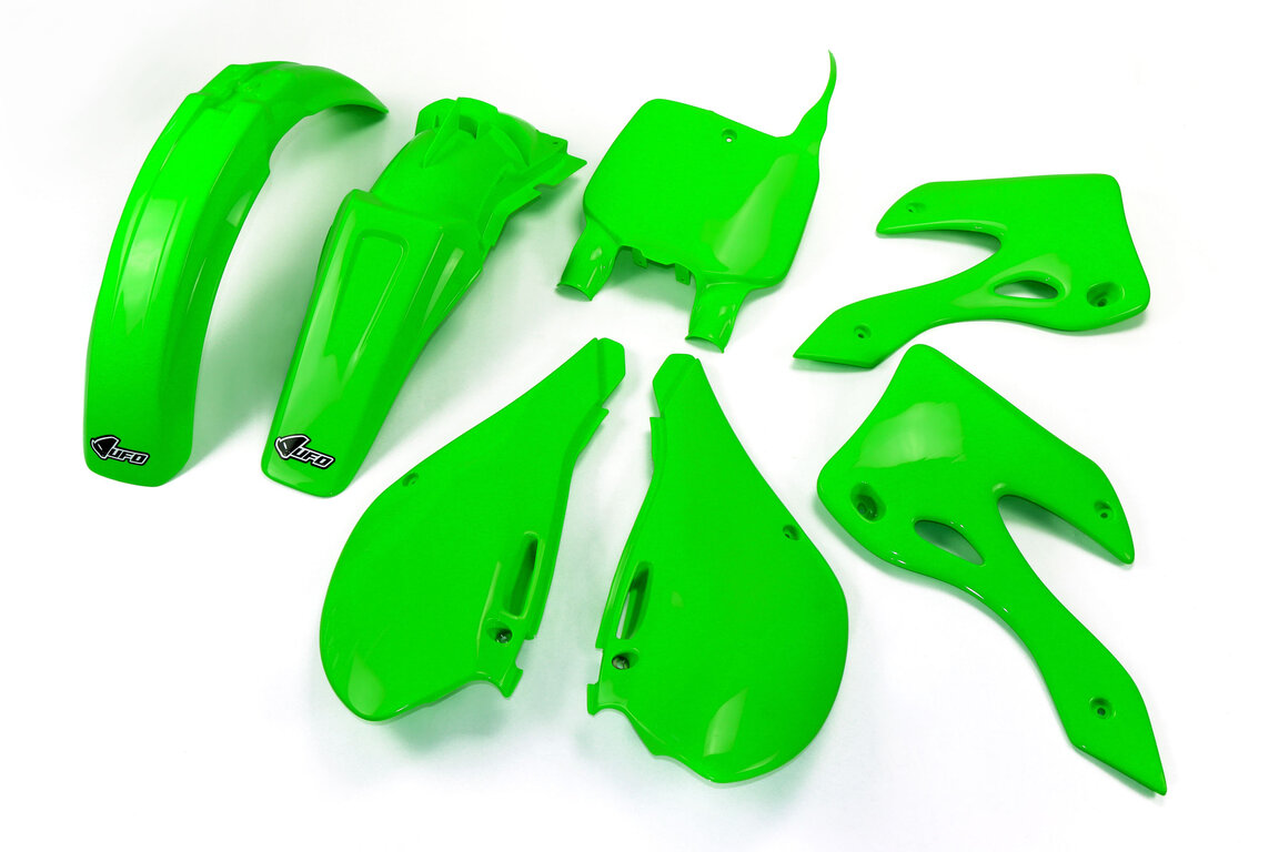 UFO Green Plastic Kit for Kawasaki: KX125 (1999-2002), KX250 (1999-2002)