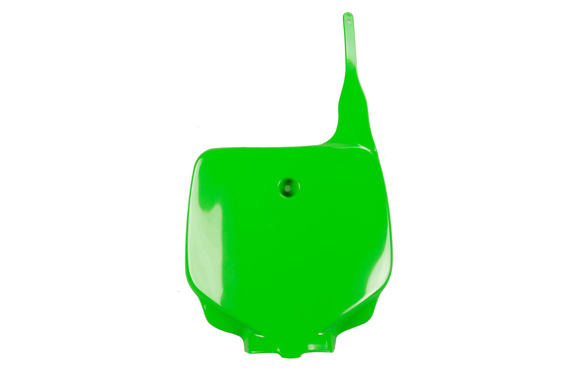 UFO Green Front Number Plate for Kawasaki: KX100 (1998-2013), KX80 (1998-2000), KX85 (2001-2013)