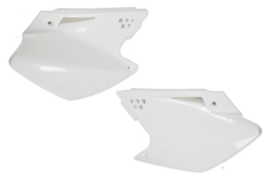 UFO White Side Number Plates for Kawasaki: KX250F (2006-2008)