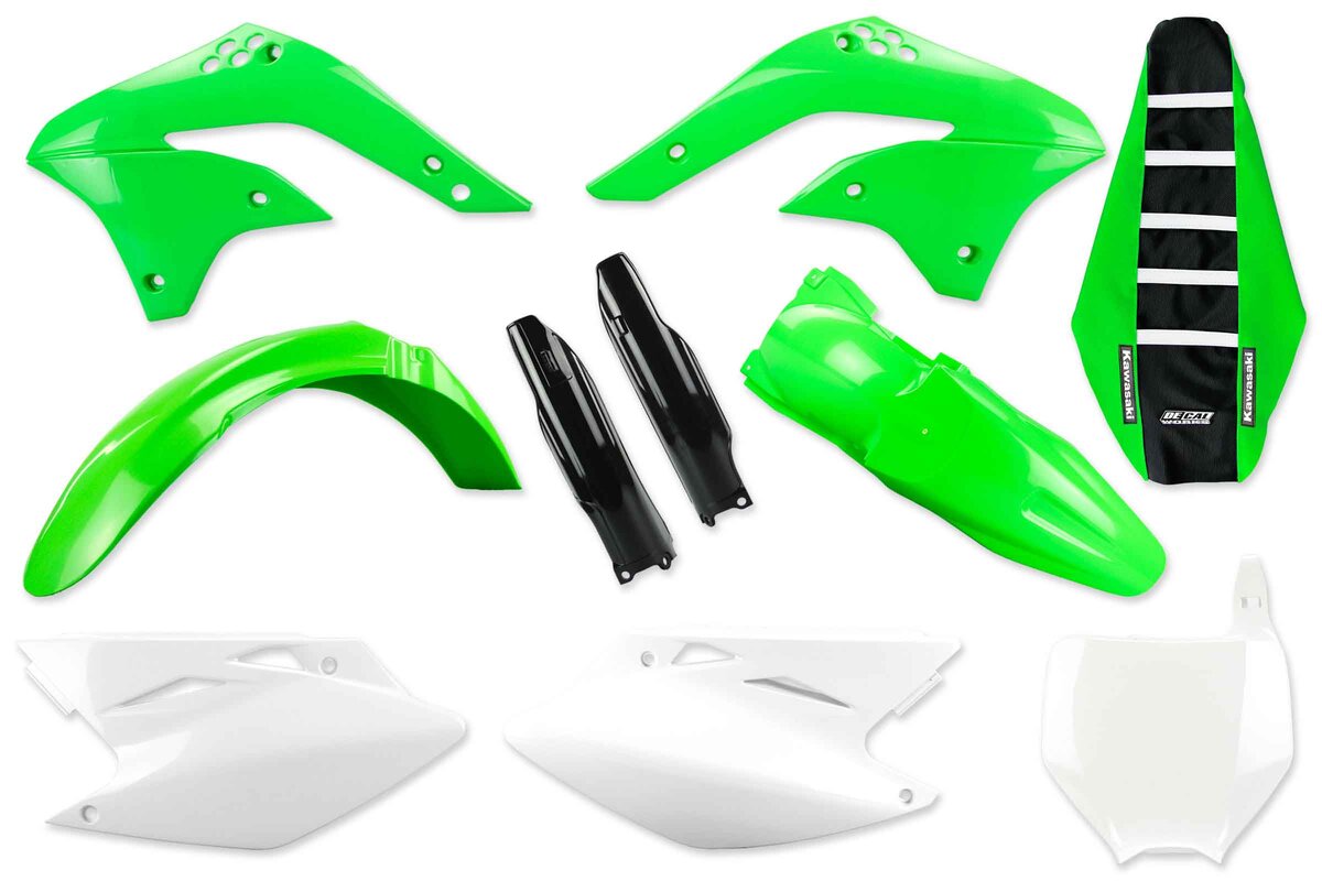 Plastic Kit With Fork Guards & Seat Cover 06-08 KX250F Plastic Kit With Fork Guards & Seat Cover 06-08 KX250F