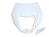UFO White Front Number Plate Headlight Mask for KTM: EXC125 (2016), EXC200 (2016), EXC250 (2016), EXC250F (2014-2016), EXC300 (2014, 2016), EXC350F (2014-2016), EXC450 (2014-2016), EXC500 (2014-2016)