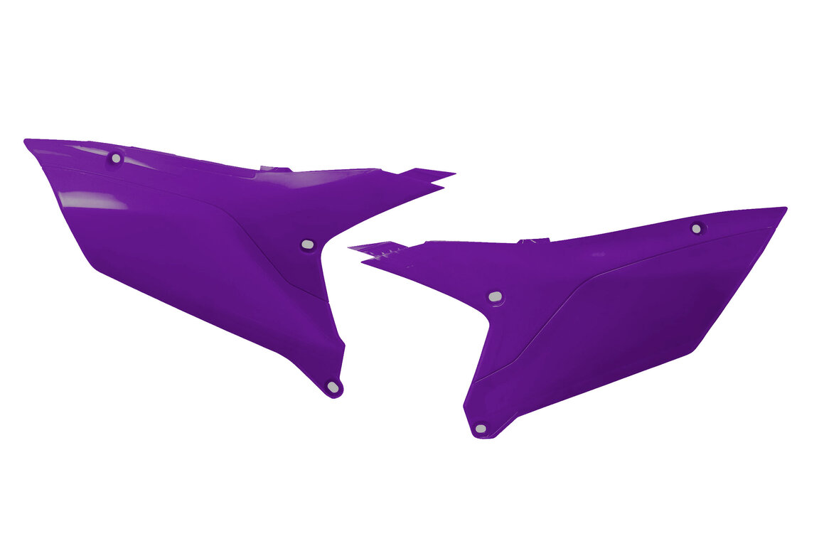 UFO Purple Side Number Plates for Yamaha: YZ250F (2024-2026), YZ250FX (2025-2027), YZ450F (2023-2025), YZ450FX (2024-2026)