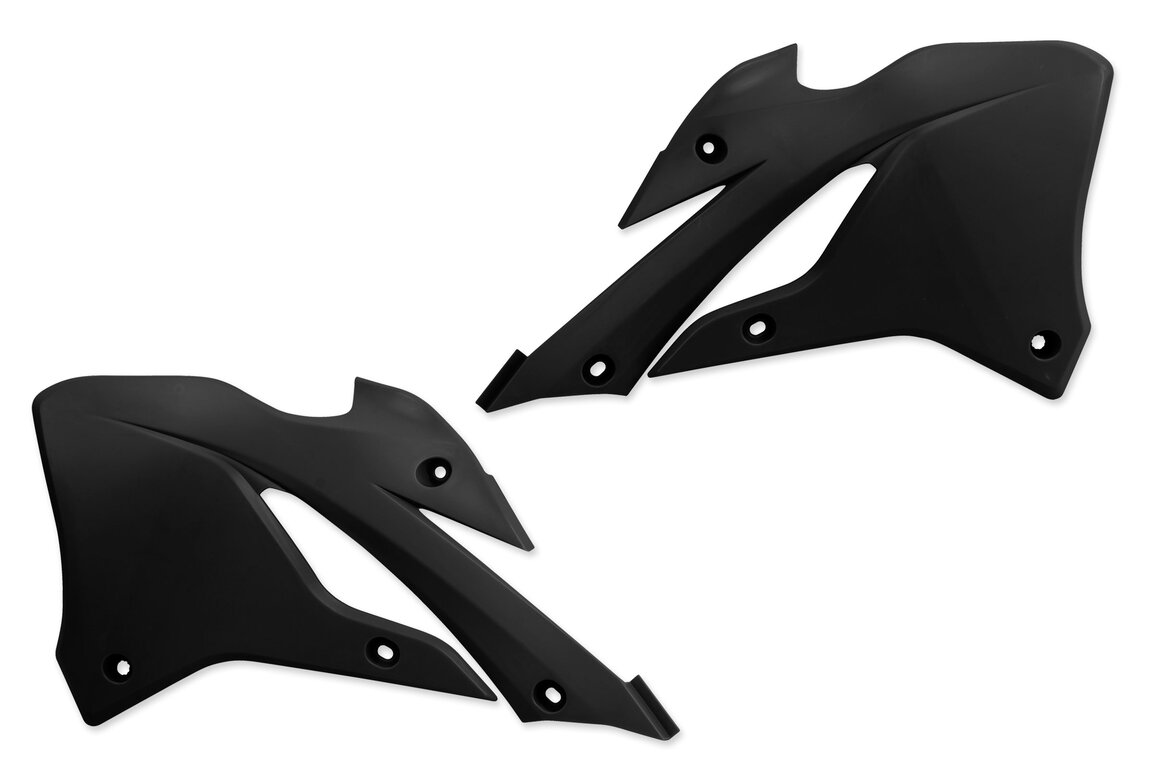 UFO Black Radiator Shroud Set for Kawasaki: KX112 (2022-2026), KX85 (2022-2026)